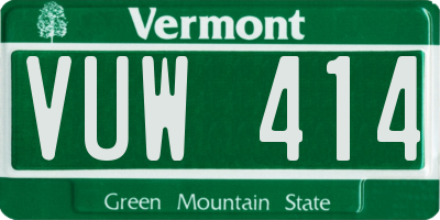 VT license plate VUW414