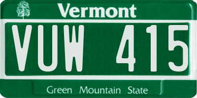 VT license plate VUW415