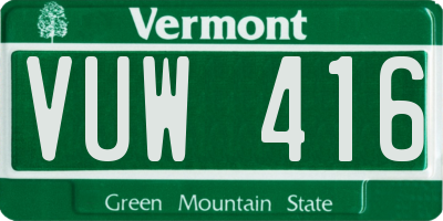 VT license plate VUW416