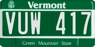 VT license plate VUW417
