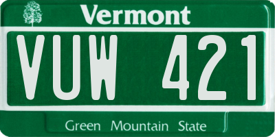 VT license plate VUW421