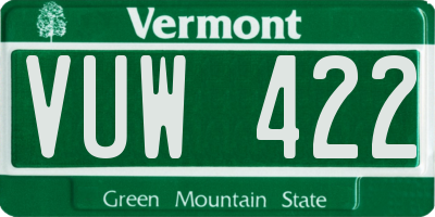 VT license plate VUW422