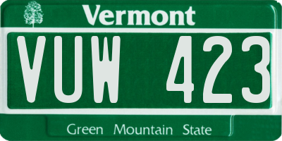 VT license plate VUW423
