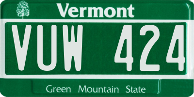 VT license plate VUW424