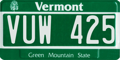 VT license plate VUW425