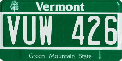 VT license plate VUW426