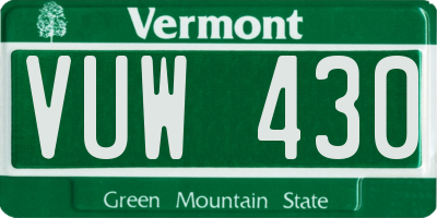 VT license plate VUW430