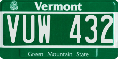 VT license plate VUW432