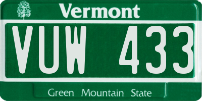 VT license plate VUW433