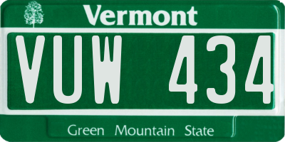 VT license plate VUW434