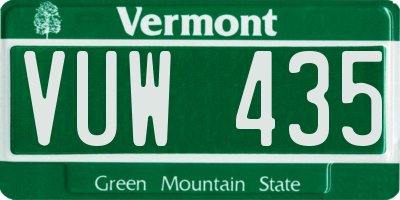 VT license plate VUW435