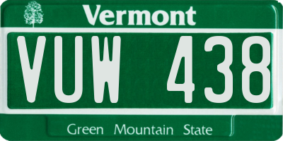 VT license plate VUW438