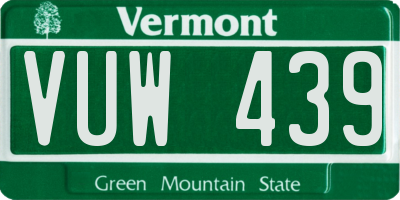 VT license plate VUW439