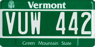 VT license plate VUW442