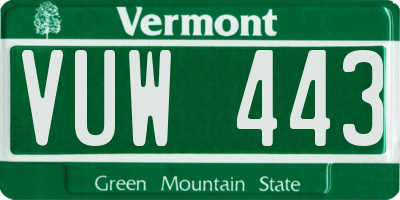 VT license plate VUW443