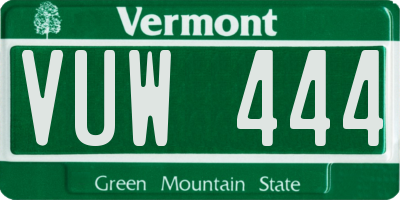 VT license plate VUW444