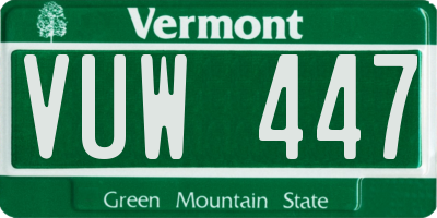 VT license plate VUW447