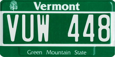 VT license plate VUW448