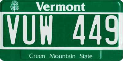 VT license plate VUW449