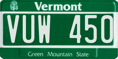 VT license plate VUW450