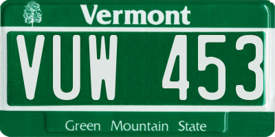 VT license plate VUW453