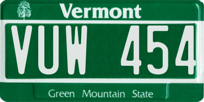VT license plate VUW454