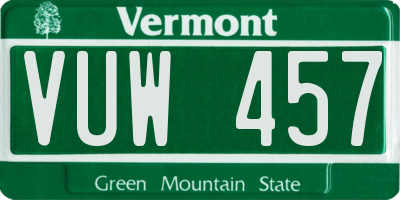 VT license plate VUW457