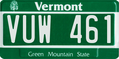 VT license plate VUW461