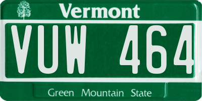 VT license plate VUW464