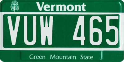 VT license plate VUW465