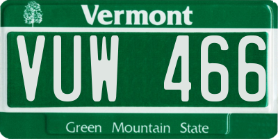 VT license plate VUW466