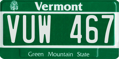 VT license plate VUW467