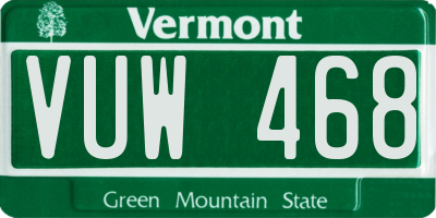 VT license plate VUW468