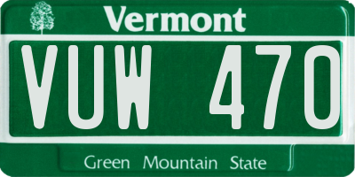 VT license plate VUW470