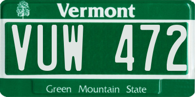 VT license plate VUW472