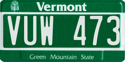VT license plate VUW473