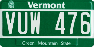 VT license plate VUW476