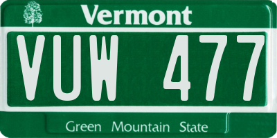 VT license plate VUW477