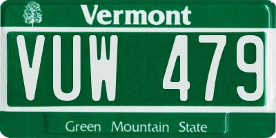 VT license plate VUW479