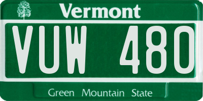VT license plate VUW480