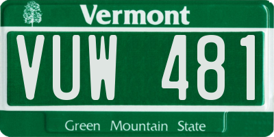 VT license plate VUW481