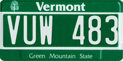 VT license plate VUW483