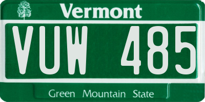 VT license plate VUW485