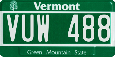 VT license plate VUW488
