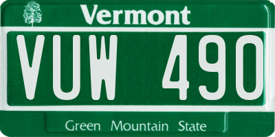 VT license plate VUW490