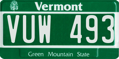 VT license plate VUW493
