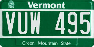 VT license plate VUW495