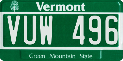 VT license plate VUW496