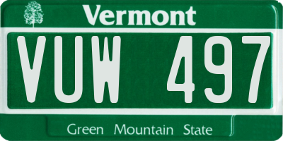 VT license plate VUW497
