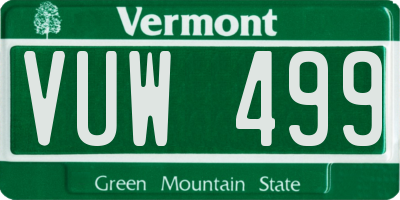 VT license plate VUW499